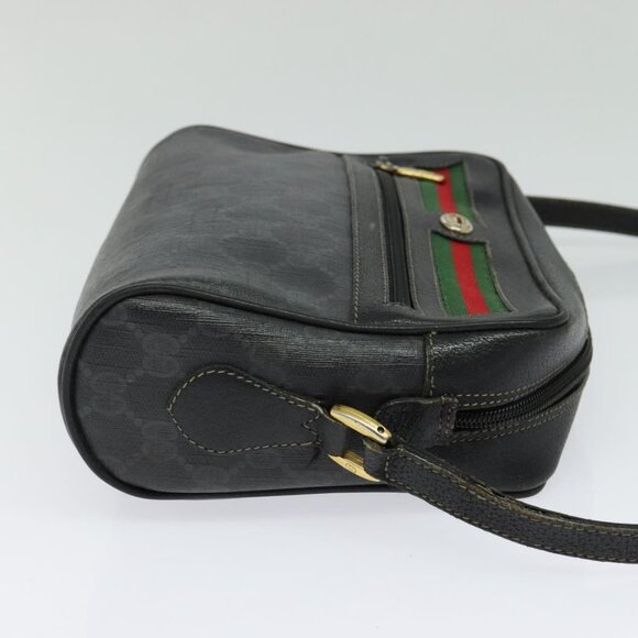 GUCCI GG Supreme Web Sherry Line Bag PVC Black Gold 119 02 087 Auth 120941 - Picture 5 of 16